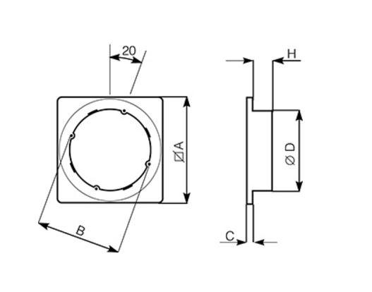 Dimensions Vortice TC kit connection flange spigot plate